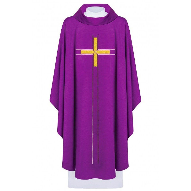 Gesticktes Messgewand mit Kreuz - violett (H72)