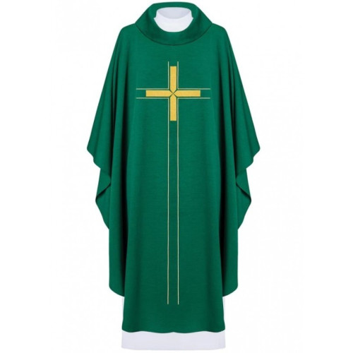 Gesticktes Messgewand mit Kreuz - grün (H73)