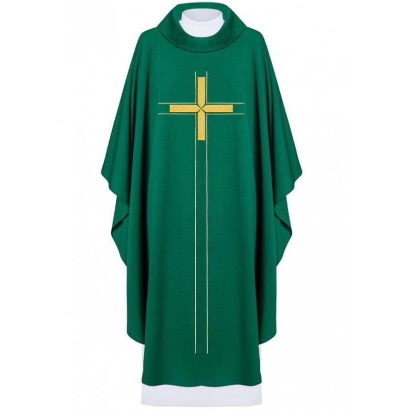 Gesticktes Messgewand mit Kreuz - grün (H73)