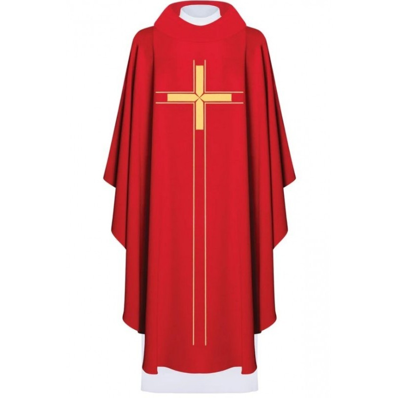 Gesticktes Messgewand mit Kreuz - rot (H74)