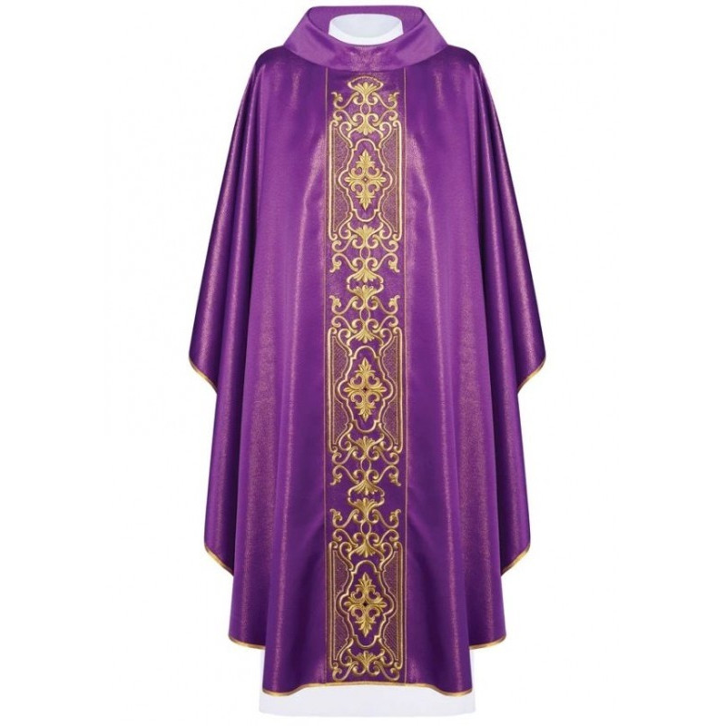 Messgewand reich bestickt, glänzender Stoff - violett (H77)