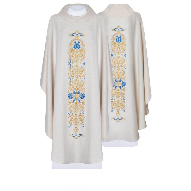 Messgewand bestickt mit dem Symbol der Muttergottes - ecru brocade (H84)