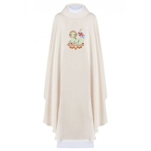 Besticktes Ostergewand mit dem Lamm Gottes - ecru (H90)