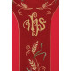 Messgewand mit reich besticktem IHS und Trauben - rot (H104)