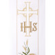 Gesticktes Messgewand mit dem Symbol des IHS, Kreuz und Trauben - ecru (H107)