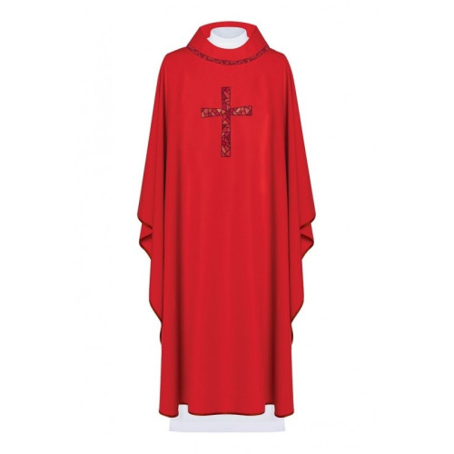 Messgewand, bestickt mit dem Symbol des Kreuzes - rot (H119)