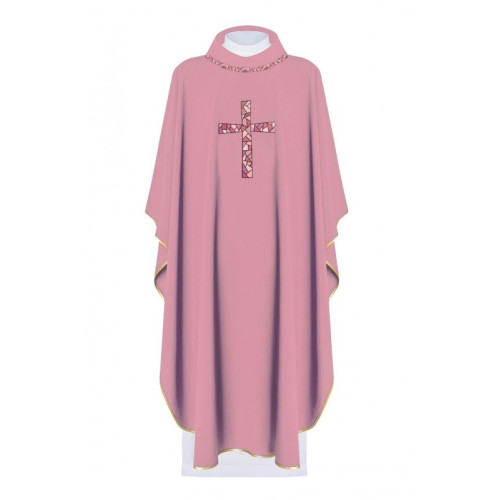Messgewand bestickt mit dem Symbol des Kreuzes - rosa (H122)