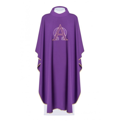 Messgewand mit gesticktem Alpha und Omega Symbol - violett (H129)