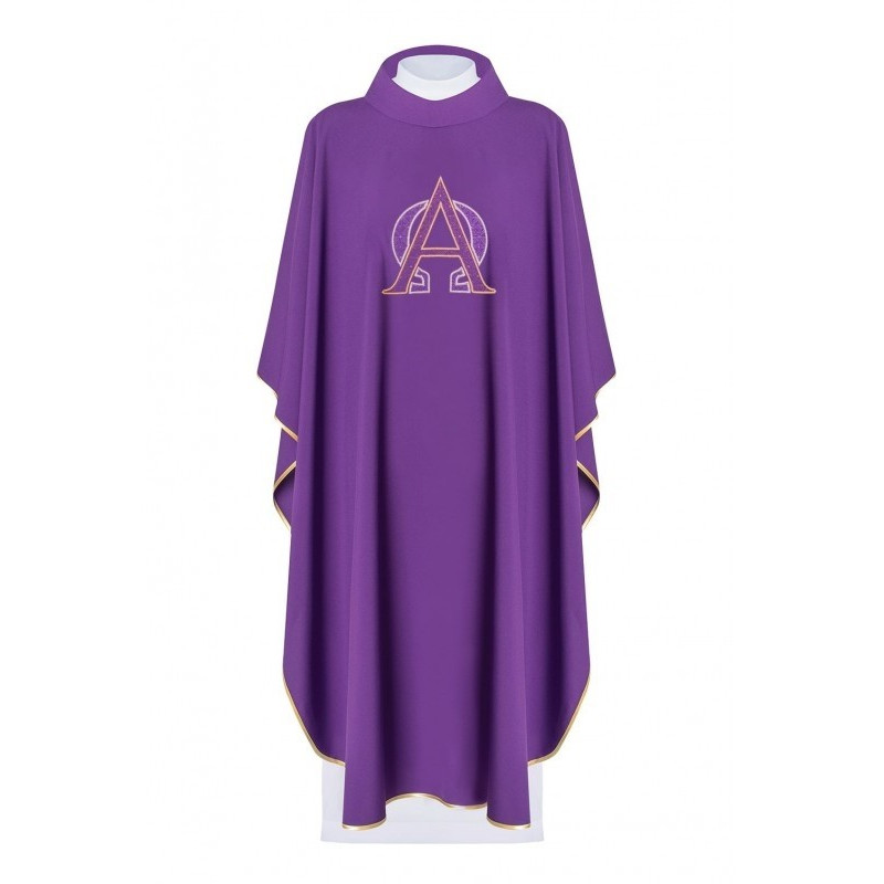 Messgewand mit gesticktem Alpha und Omega Symbol - violett (H129)