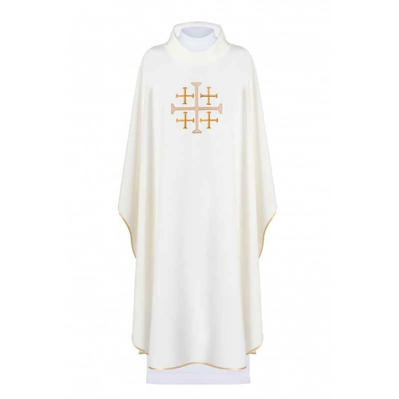 Messgewand gesticktes Jerusalem Kreuz - ecru (H131)