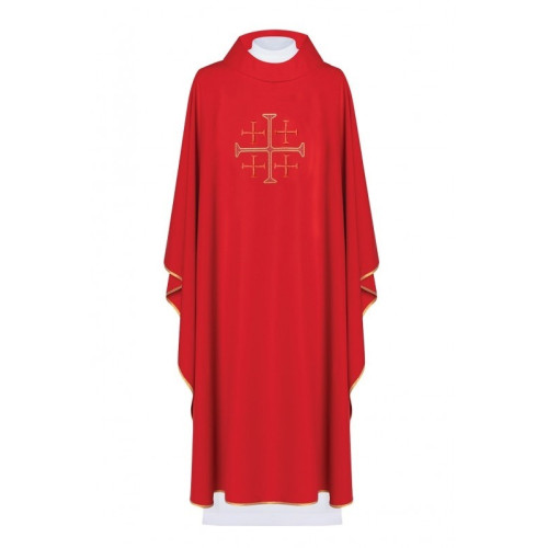 Messgewand gesticktes Jerusalem Kreuz - rot (H133)