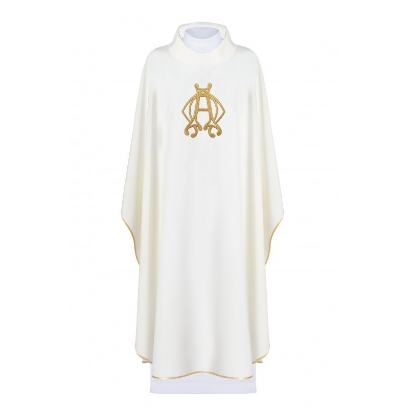Gesticktes Messgewand Alpha, Omega - ecru (H139)