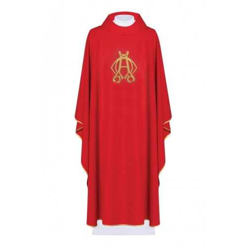 Gesticktes Messgewand Alpha, Omega - rot (H140)