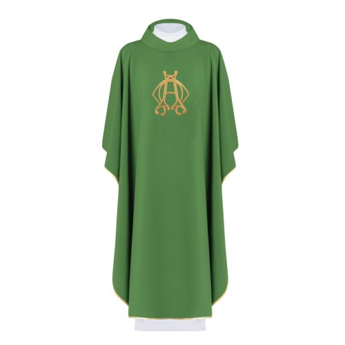 Gesticktes Messgewand Alpha, Omega - grün (H141)
