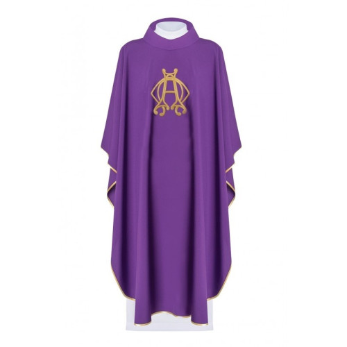 Gesticktes Messgewand Alpha, Omega - violett (H142)