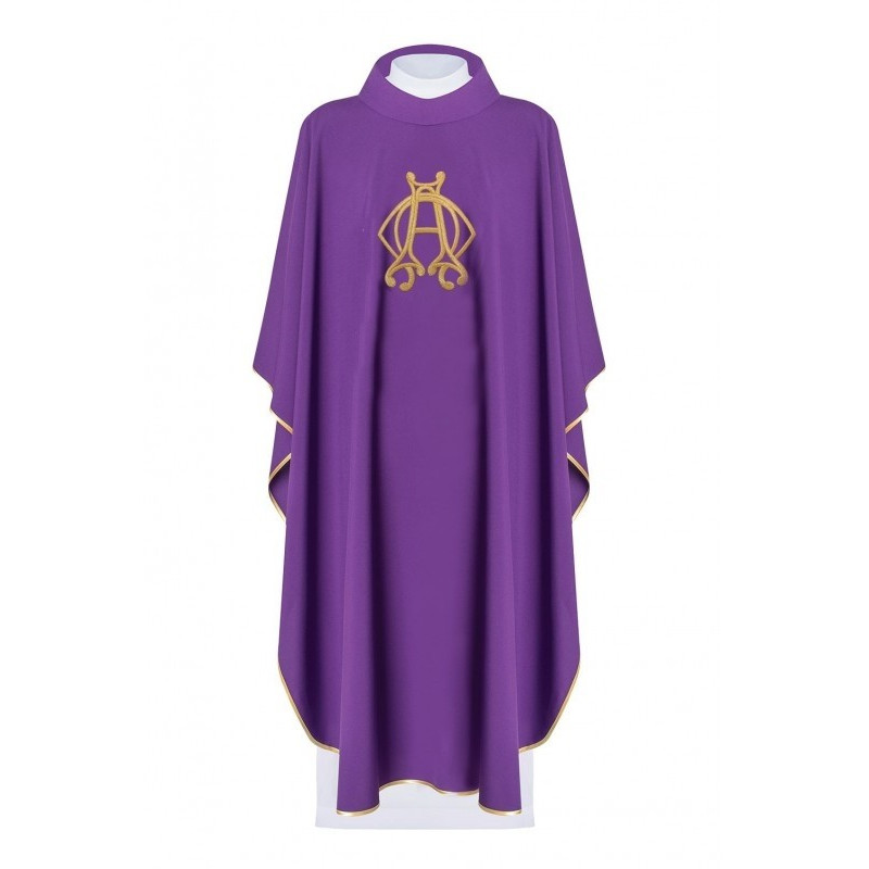 Gesticktes Messgewand Alpha, Omega - violett (H142)