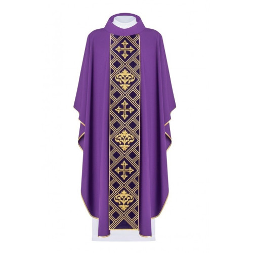 Messgewand bestickt mit dem Symbol des Kreuzes - violett (H151)