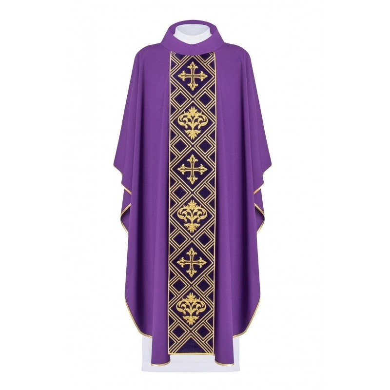 Messgewand bestickt mit dem Symbol des Kreuzes - violett (H151)
