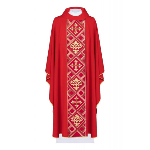 Messgewand, bestickt mit dem Symbol des Kreuzes - rot (H153)