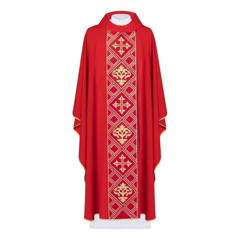 Messgewand, bestickt mit dem Symbol des Kreuzes - rot (H153)