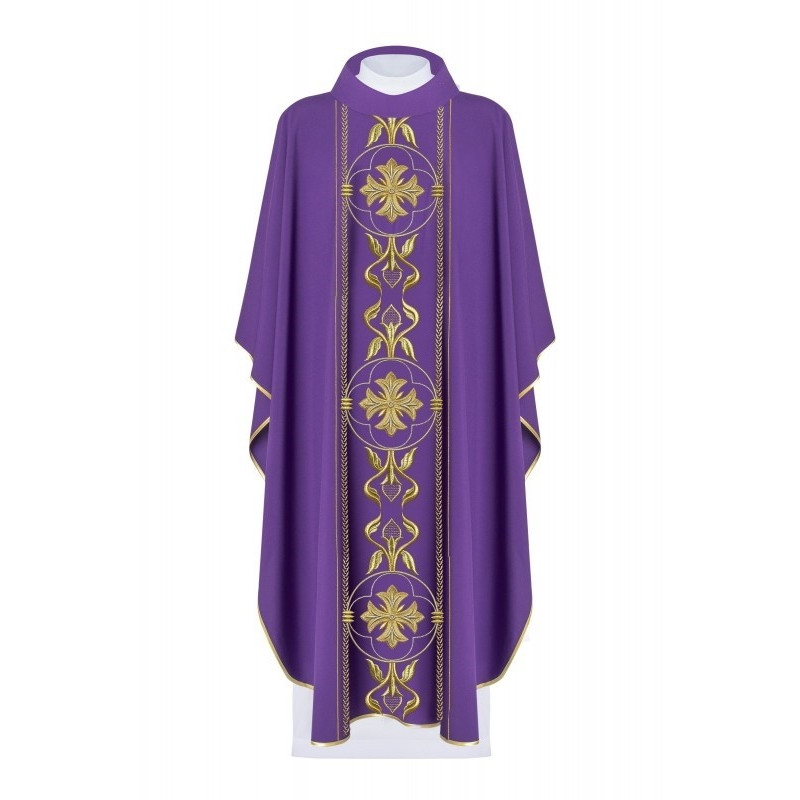 Messgewand reich bestickt - violett (H158)