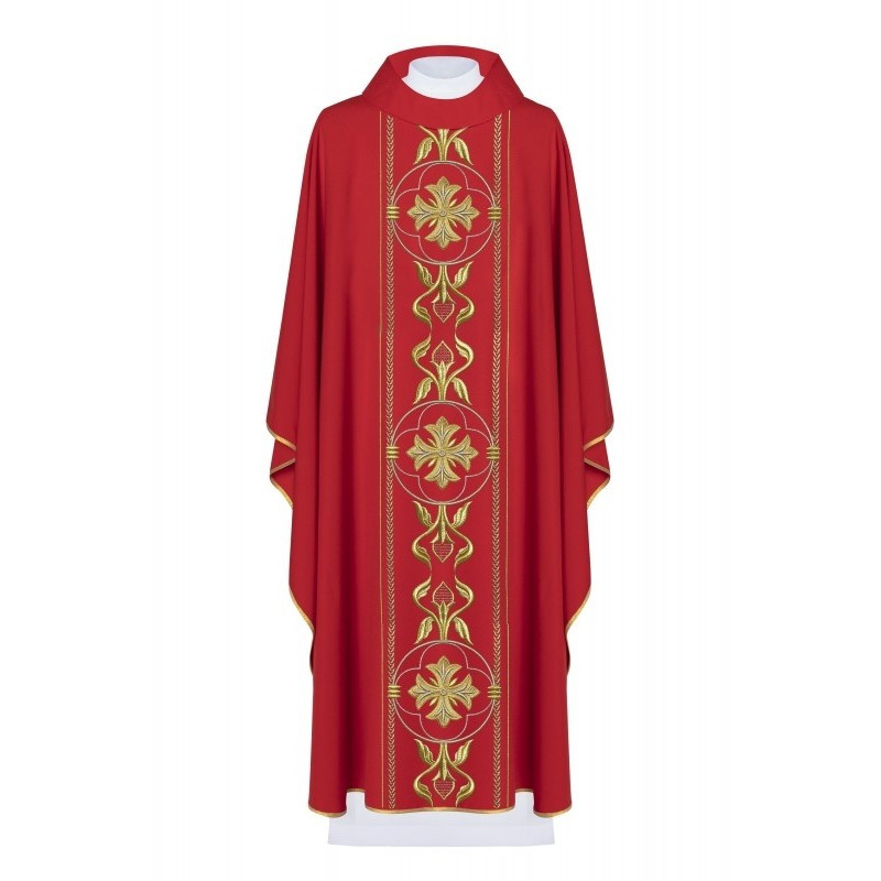 Reich besticktes Messgewand - rot (H161)