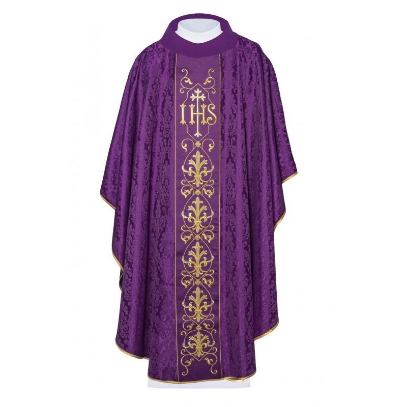 Messgewand reich bestickt IHS - violett (H165)
