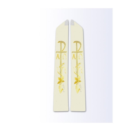 Ecru Stola mit Alpha und Omega Motiv