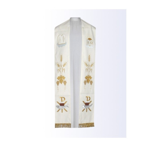 Stola in Ecru mit eucharistischem Motiv