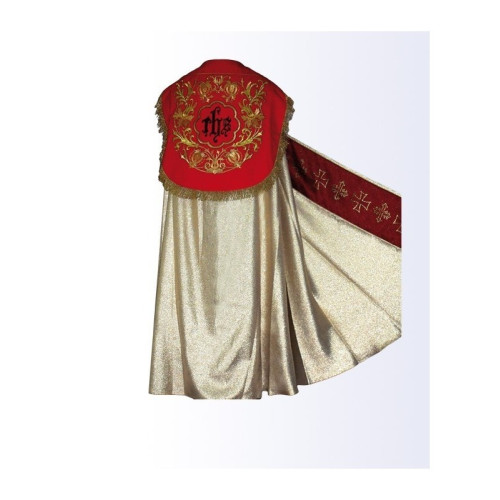 Goldmantel mit rotem Streifen + Stola