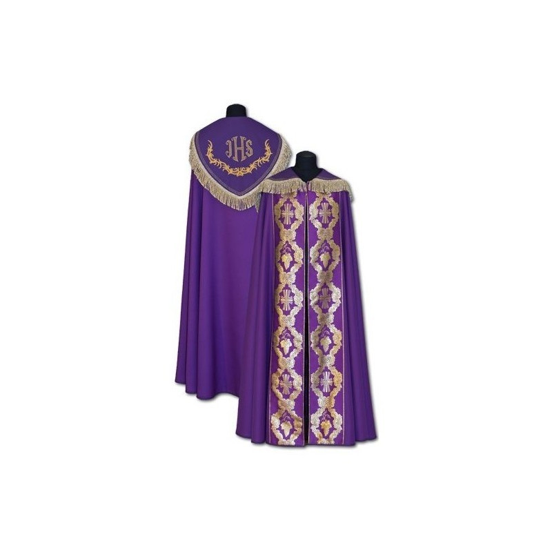 Lila IHS-Mantel + goldene Accessoires