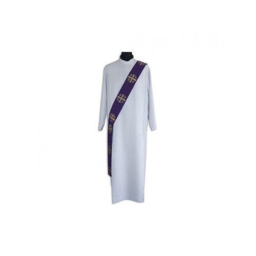 Stola des Diakons violett - Stickerei der Jerusalemer Kreuze