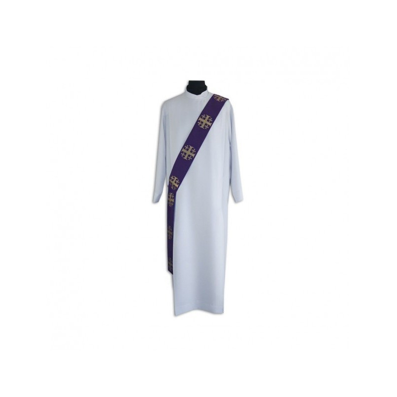 Stola des Diakons violett - Stickerei der Jerusalemer Kreuze