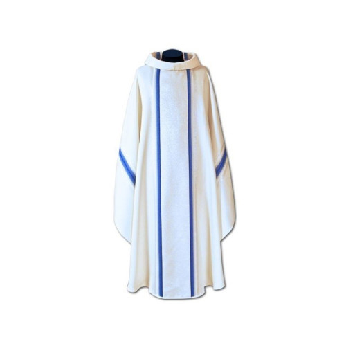 Marianisches Messgewand ecru/blauer fließender Stoff (48A)